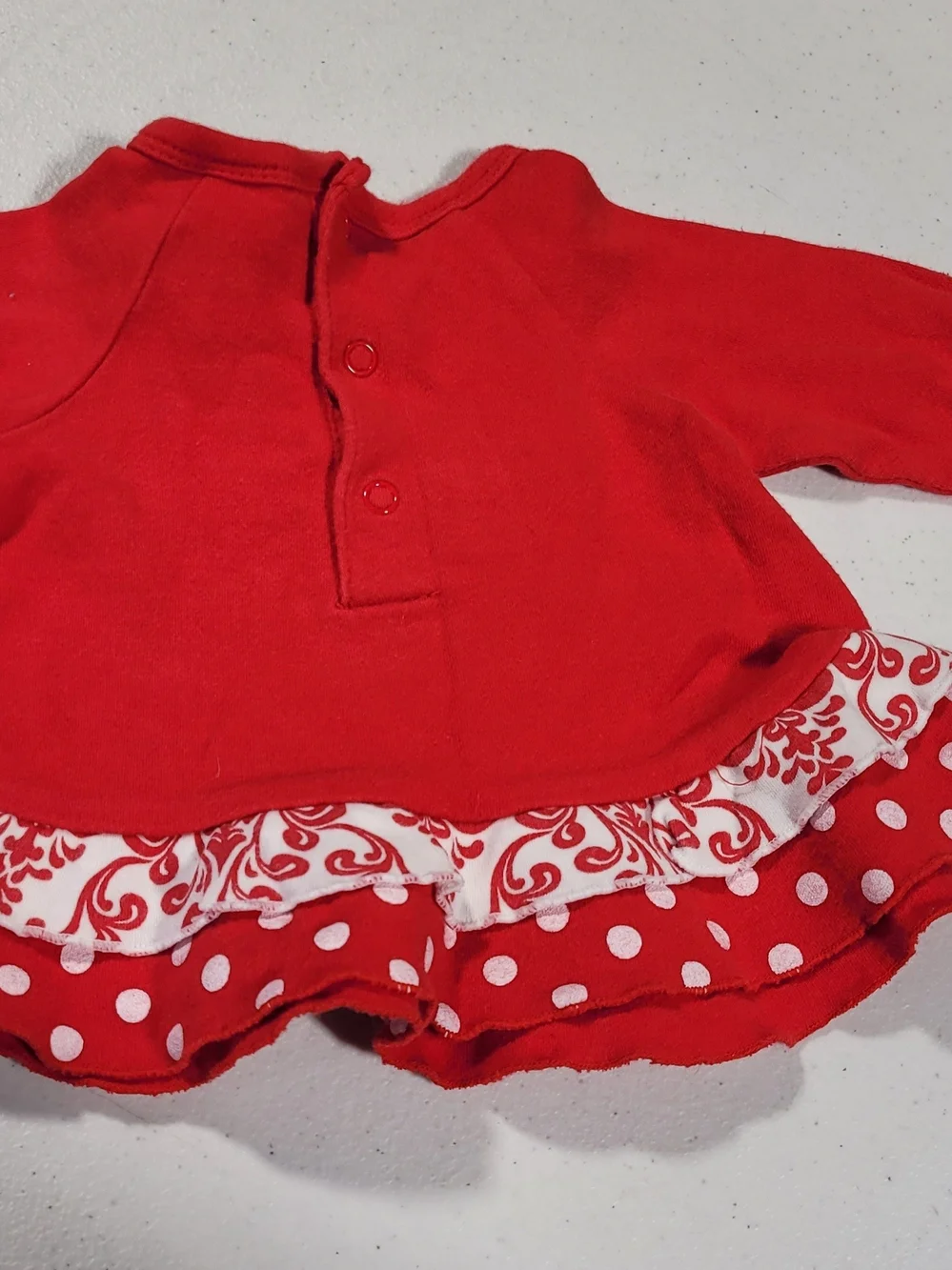 Nursery Rhyme Red Dress with White & Gold Accents